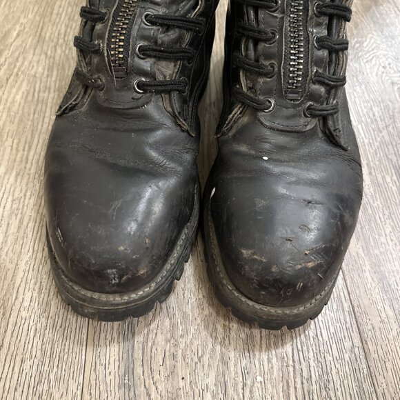Vtg Chippewa Men's Zip Black Motorcycle Steel Toe Dual Guard Work Boots 10.5 E - Picture 7 of 12